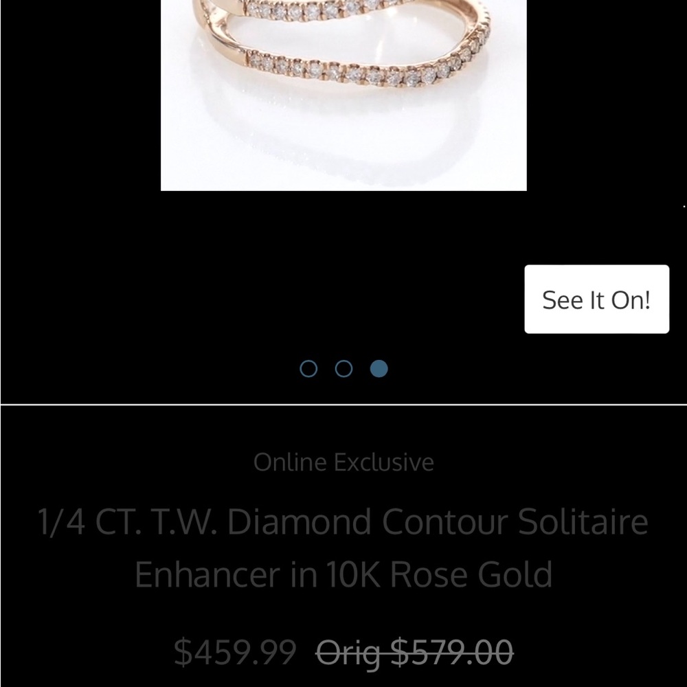 Zales 1/4 CT. T.W. Diamond Contour Solitaire Enhancer in 10K Rose Gold - Picture 4 of 4